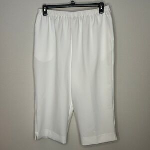 Alfred Dunner White Elastic Waist Pull On Capri Pants Made in USA 20 Coastal Gma